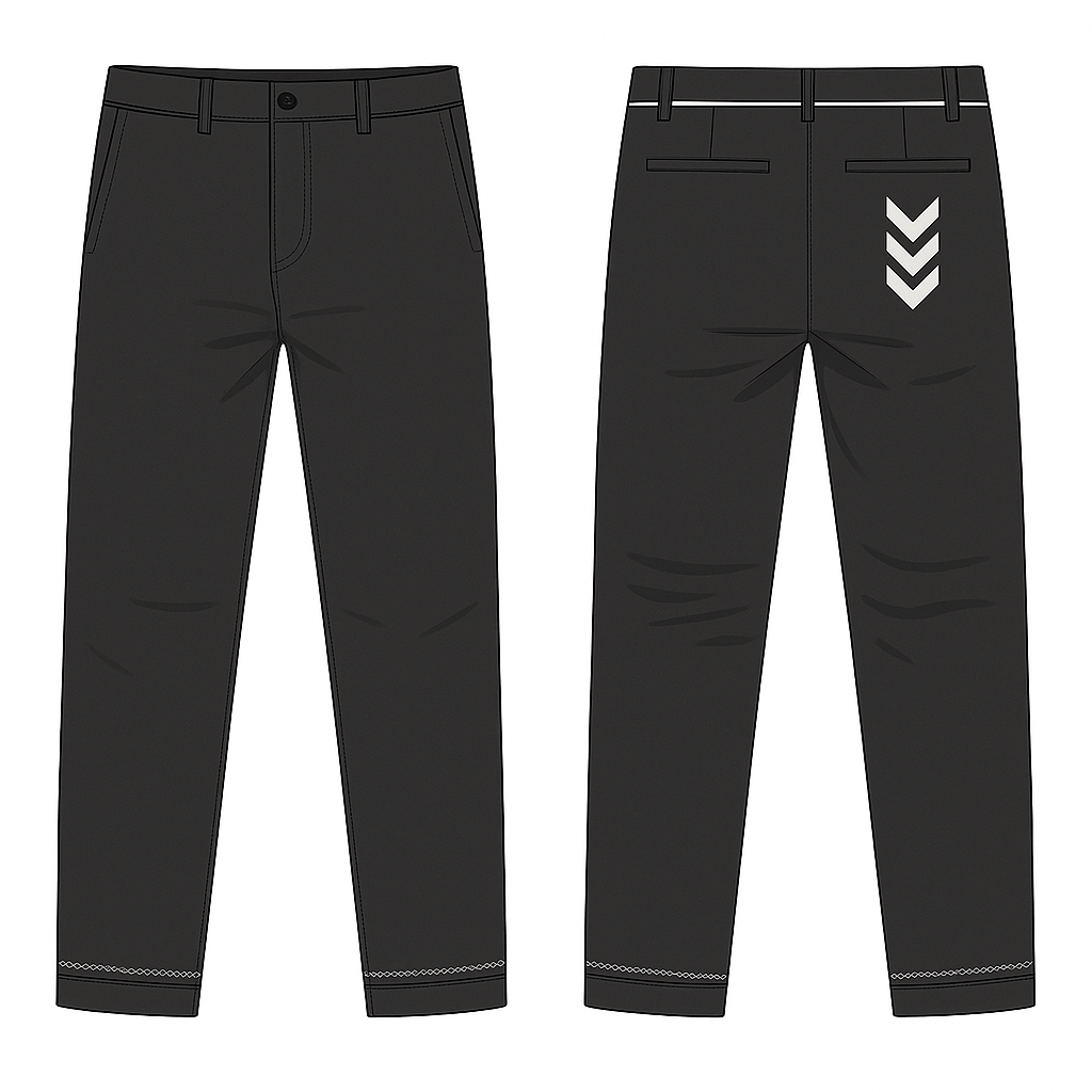 v007 Black Nylon Pants (w/ Custom Stitching)