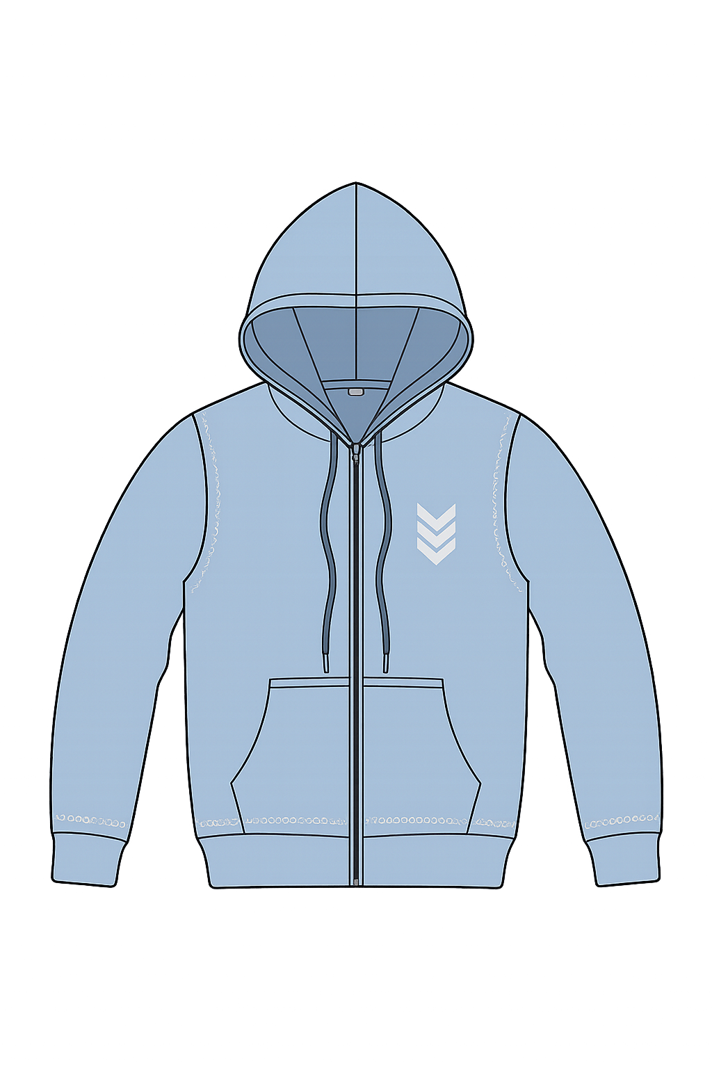 v101 Light Blue Zip-Up Hoodie