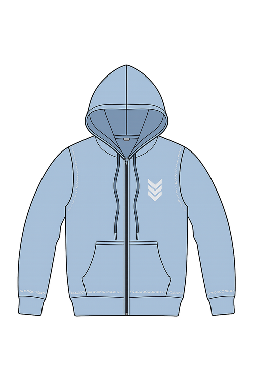 v101 Light Blue Zip-Up Hoodie